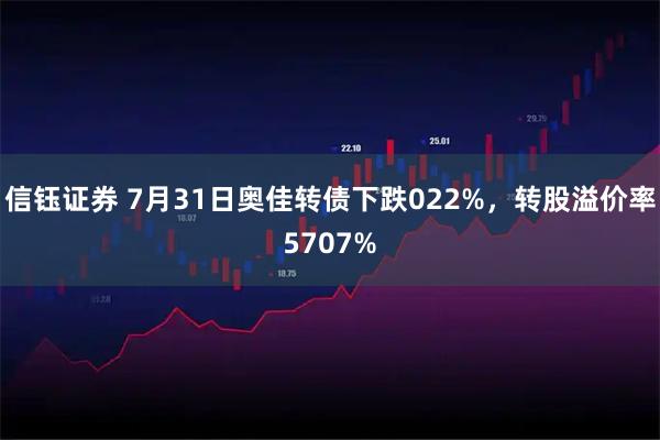 信钰证券 7月31日奥佳转债下跌022%，转股溢价率5707%